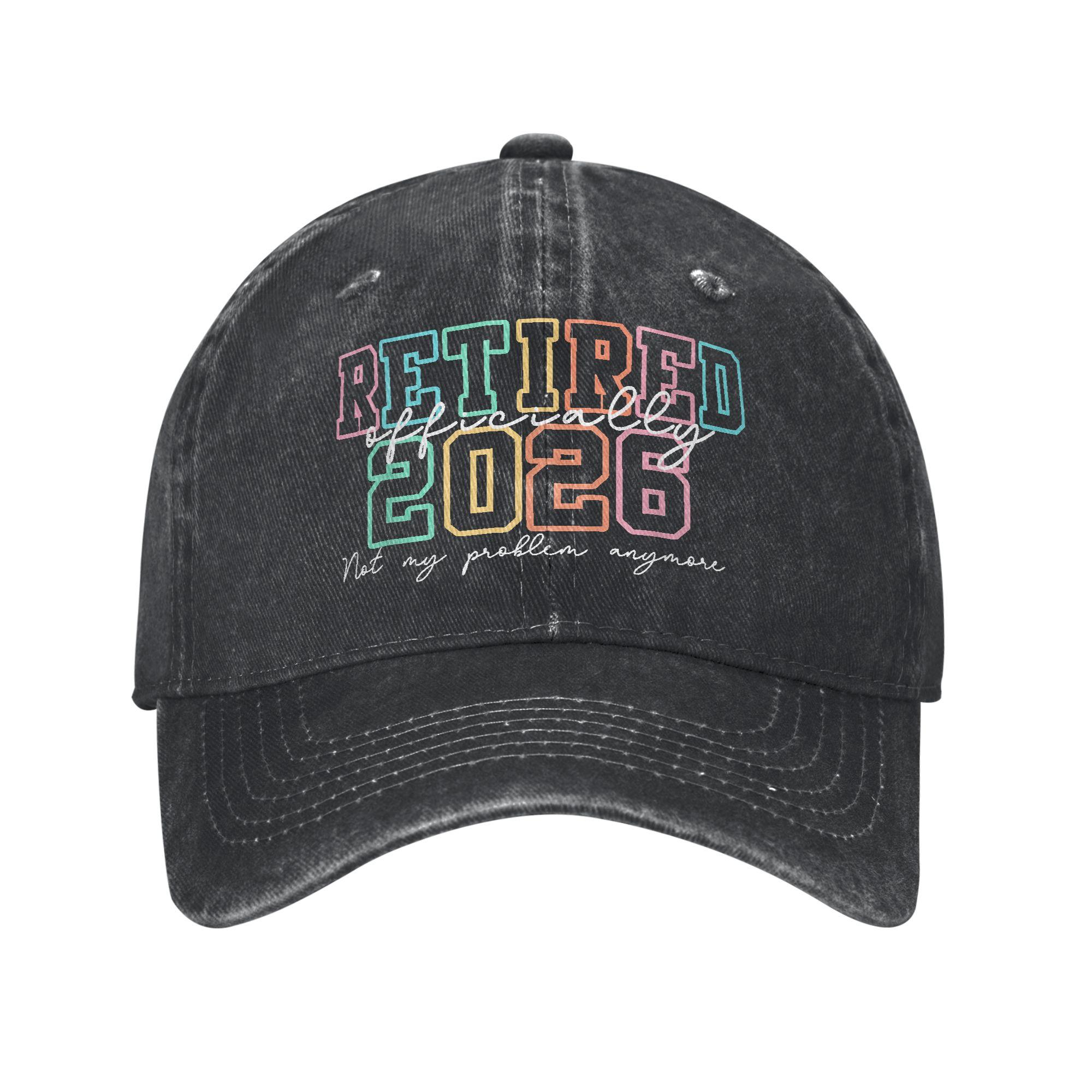 Officially Retired Est 2026 RetireUnisext 2026 Sun Baseball Cap y2k Retro Unisex-Teens Washed Trucker Hat Rock Baseball Caps Gift One Size