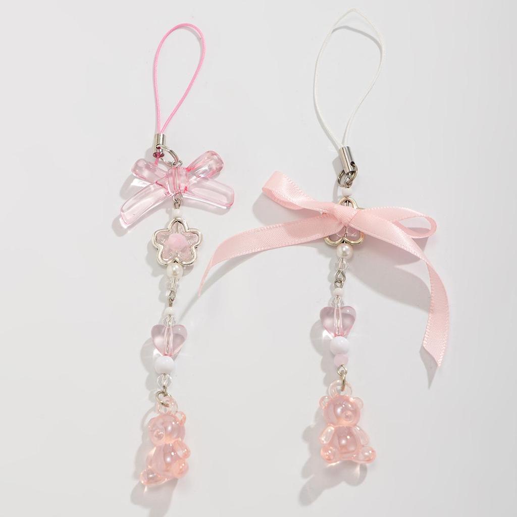Strawberry Bow Lace-up Phone Chain & Camera Charm Keychain