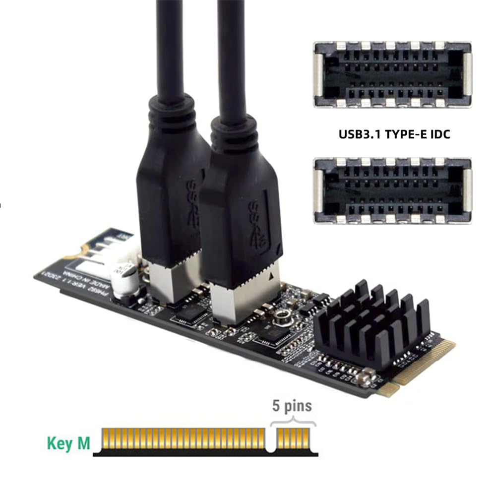 NFHK 10Gbps Dual USB Frontplattenbuchse zu NVME NGFF Express Card Adapter für Motherboard Typ-E 3.1 M-Key