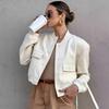 Moda damska z kieszeniami kurtki typu bomber kurtki vintage długi rękaw guzik z przodu casualowe damskie ubrania wierzchnie szykowne topy