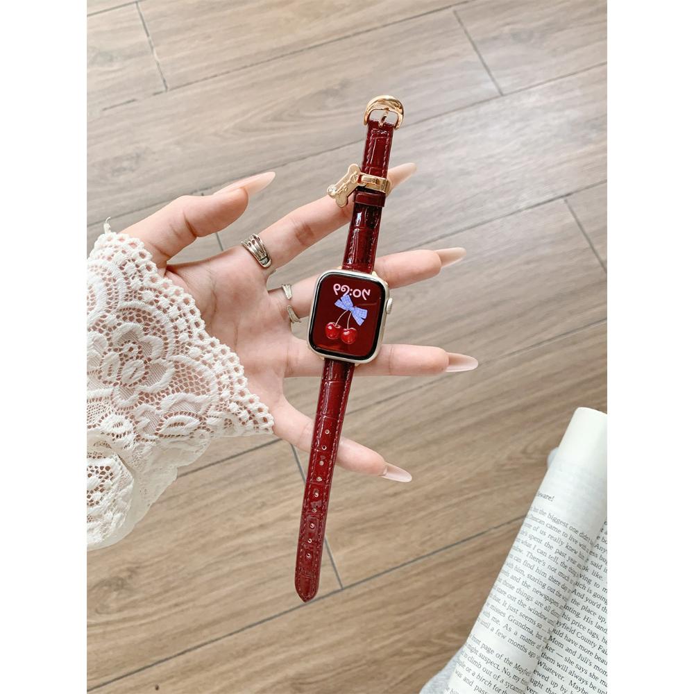 Bone Pendant Bamboo Texture Strap For Apple Watch Band Cute Women 11/10/9/8/7/6/5/4/3 38mm 40mm 41mm 42mm 44mm 45mm 46mm 49mm Strap