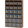 CD/DVD Storage Unit, 456 CDs / 336 DVDs, 24 Compartments, 16 Adjustable Shelves, Brown