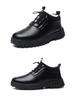 Men's Trendy Plush-Lined Winter Lace-up Snow Boots - Warm, Stylish British Style Leather Shoes