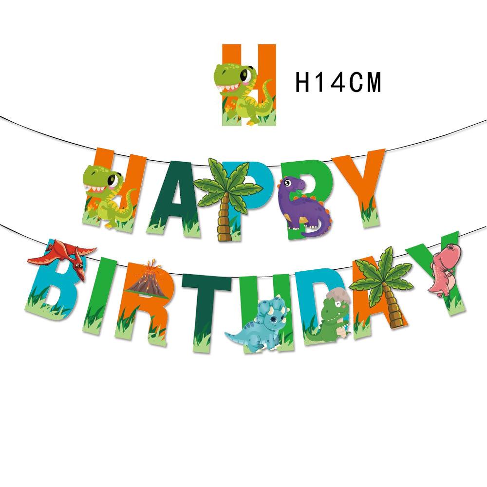 Dinosaur Theme Party Decoration Letter Birthday Flag Children'S Party Arrangement Tropical Dinosaur Banner Customization