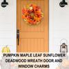Artificial Wreath with Pumpkin Thanksgiving Wreath for Front Door, Window, Farmhouses, Indoor and Outdoor Decorations