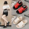 Women’s Platform Wedge Sandals, Peep Toe Soft Pu Leather High Heel Sandals, Comfortable Height Increasing Summer Shoes
