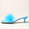 Liyke Summer Slippers Women Fashion Green Fur Feather Pvc Transparent Sandals Shoes Casual Gladiator Low Thin Heels Mules Slides