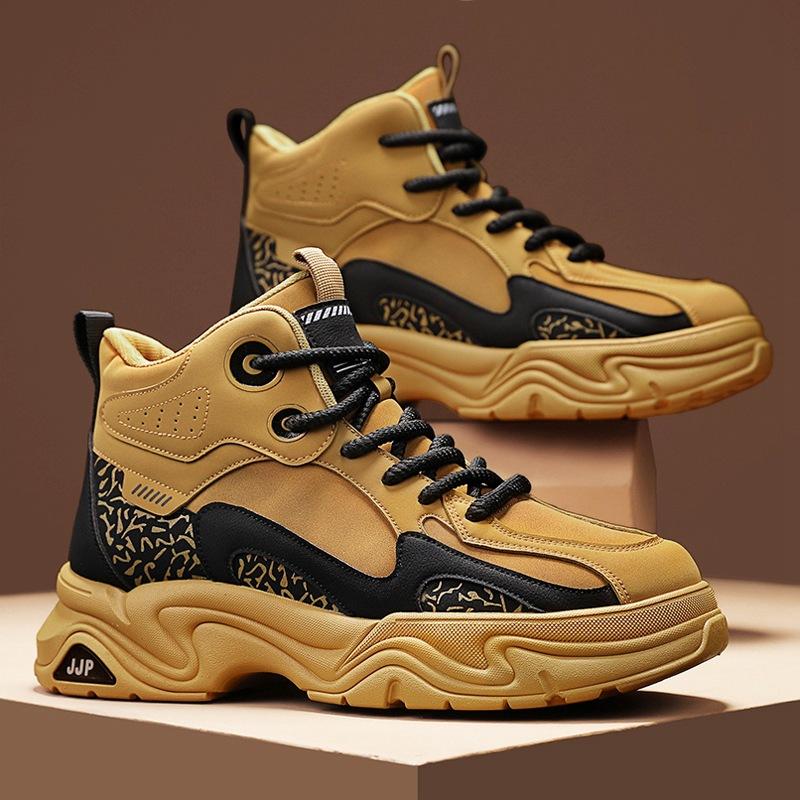 

Мужские ботинки мартин 2024 осень и зима британский стиль высокие берцы не могут быть плохими, мужские повседневные ботинки большого желтого цвета на средней высоте, увеличивающие рост тоже 44