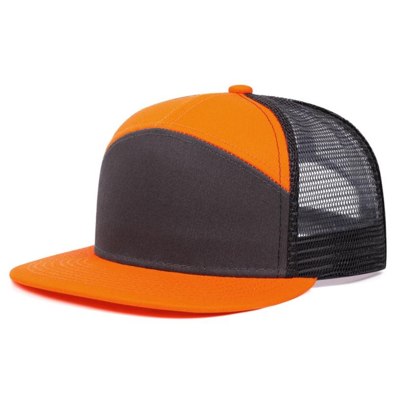 Vendita Calda Cappellino da Baseball Unisex a 7 Pannelli con Visiera Piatta Cappello Rete Pannelli Chiari Giuntati Cappello da Camionista da Esterno Snapback Regolabile cappello estivo