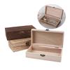 Rustic Wood Memory Chest Box with Hinged Lids Solid Wood Container Box Japanese Paulownia Packaging Box for Jewlery Photo Card