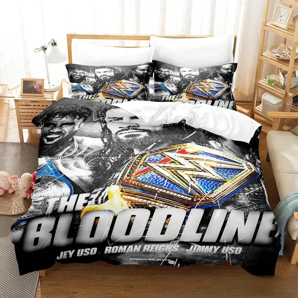Set de așternuturi 3D cu luptător Roman Reigns pentru băieți și fete Mărime Twin Queen King Huse de pilotă Fețe de pernă Paturi băieți Adult