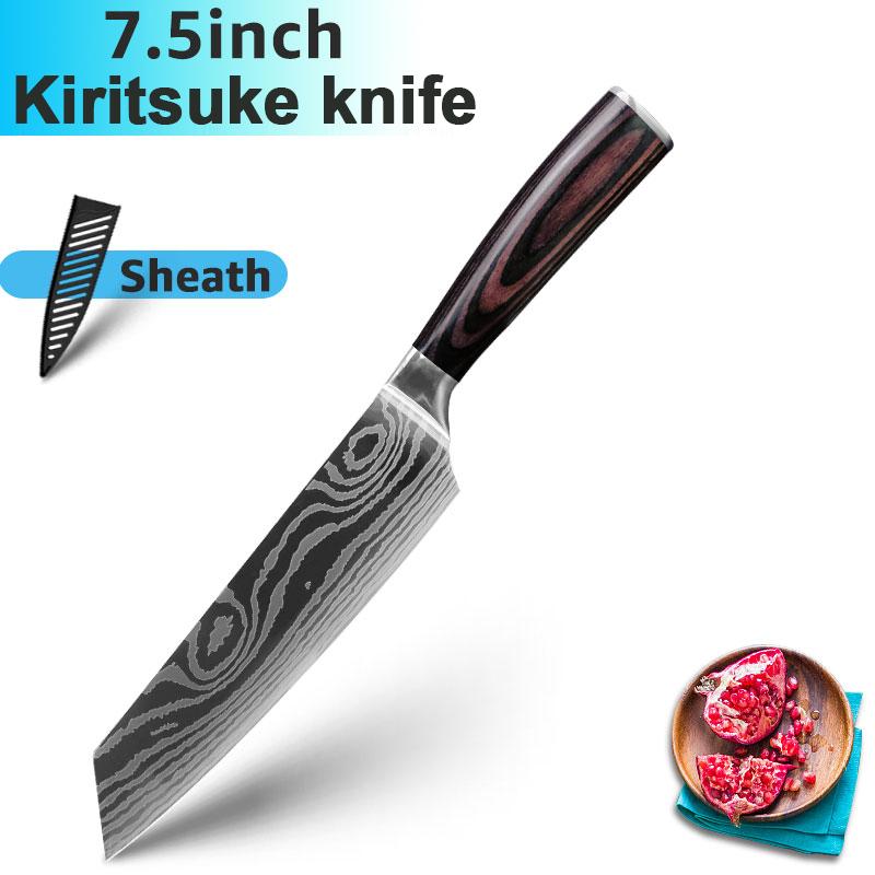 Kitchen Knives 7CR17 High Carbon Stainless Steel Damascus Drawing Gyuto Cleaver Set Slicer Santoku Knife Chef Knife