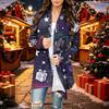 Damen Casual Weihnachtsdruck Langarm Strickjacke Pullover Mantel für Herbst Winter