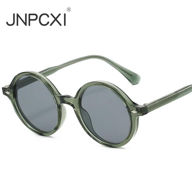 New Retro Round Women Sunglasses Fashion Green Candy Color Shades UV400 Men Trending Rivets Punk Sun Glasses