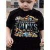 Cartoon Truck Print Boy's Creative T-shirt, Vibrant Comfortable Crew Neck Top, Kids Summer Clothing