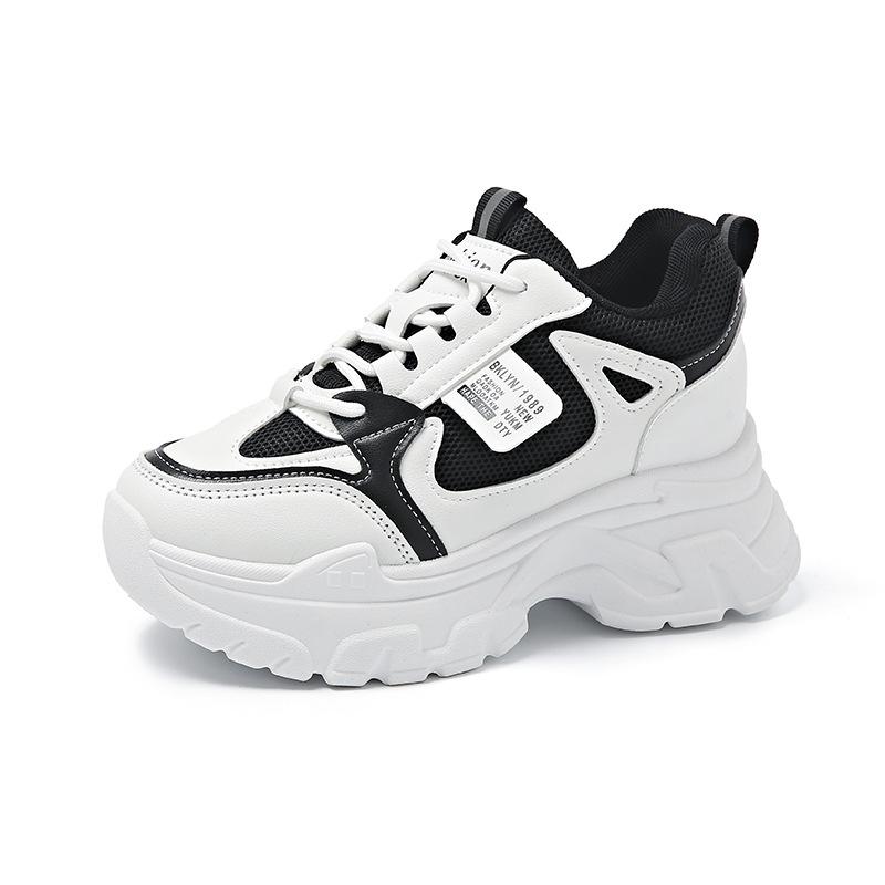 Mesh dad shoes 2024 spring and autumn new fashion Korean version of women's sports shoes heightened platform casual women's single shoes