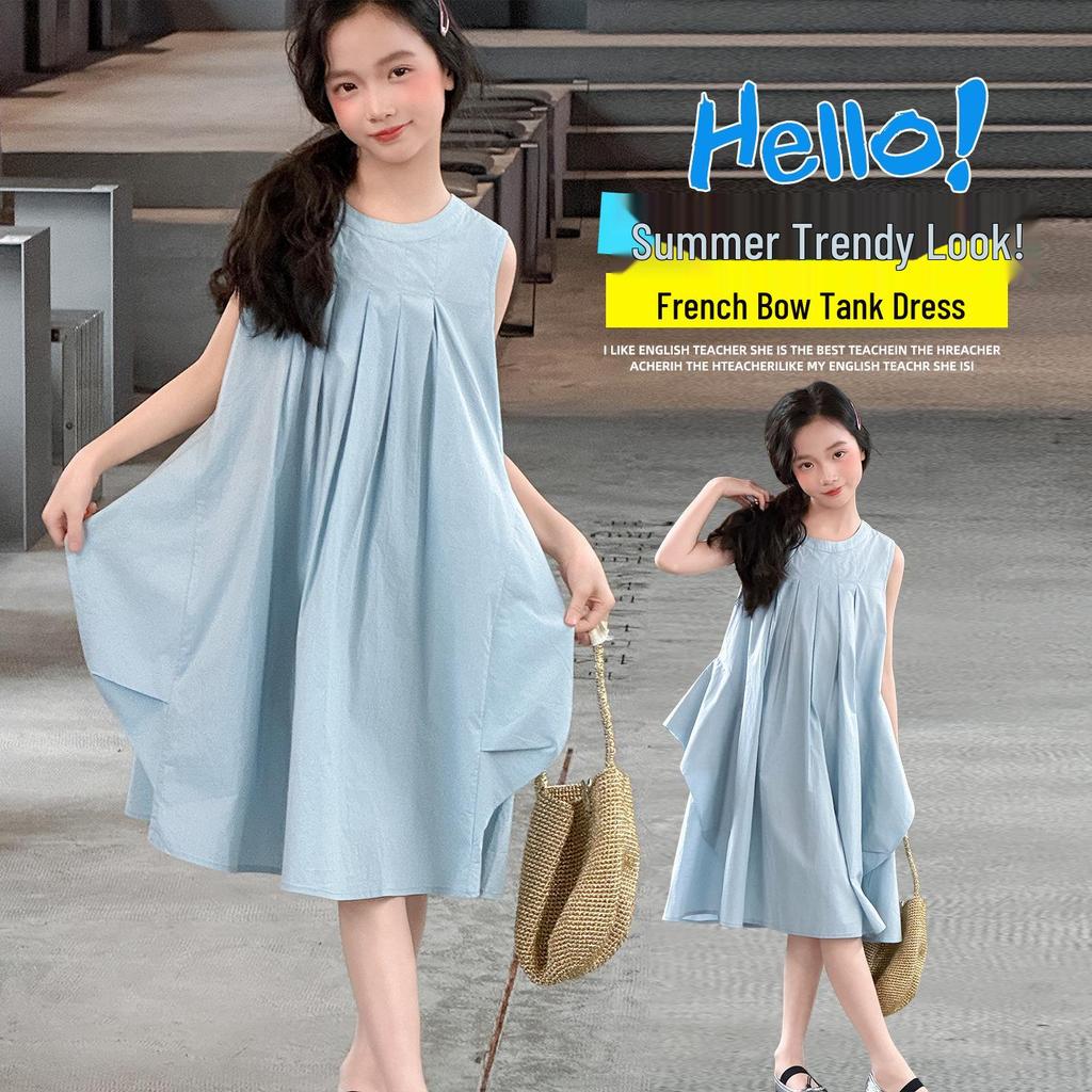 Fashionable Summer Girls' Princess Dress with Bow