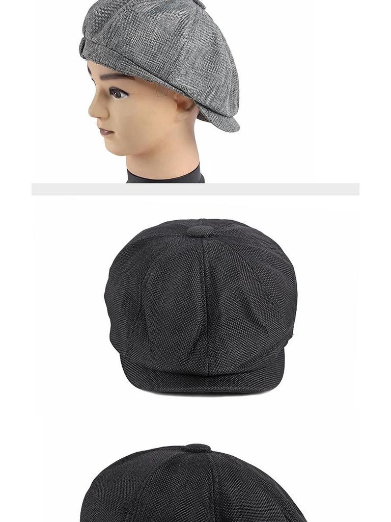 Men's Octagonal Beret: Spring/Summer Linen-Like Duckbill Cap, Retro Casual Unisex Hat