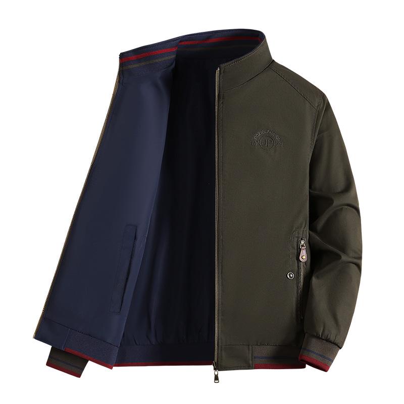 Autumn/Winter Men's Reversible Stand Collar Jacket - Trendy, High-Quality Dad's Coat