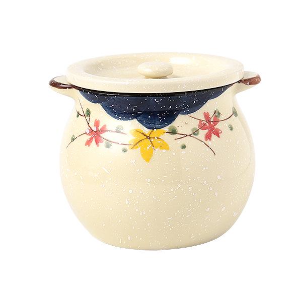 Japanese Double-Handle Ceramic Lard & Chili Oil Jar, Large Capacity, Heat-Resistant, with Lid & Spoon