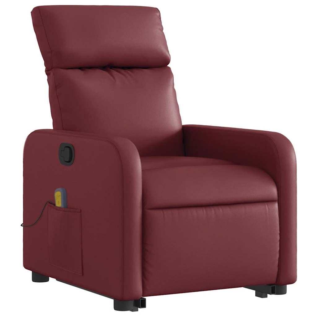Vidaxl Lift Recliner Massage Chair, Reclining, Wine Red, Eco-Leather