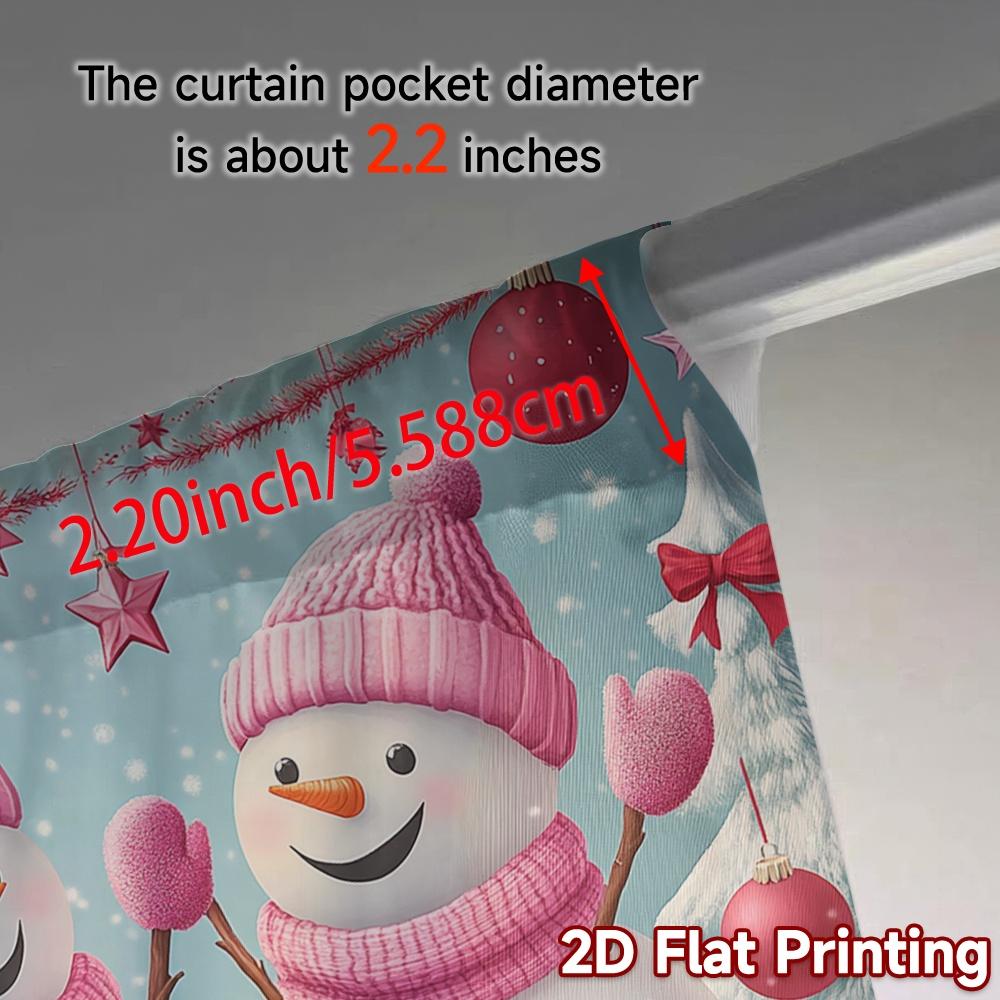 2pcs,Curtains Cute Snowmen Christmas Holiday Scene Chic Light Filtering Curtains Durable 100% Polyester Fabric Curtains All