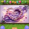2D Mother's Day Photography Backdrop Pink Purple Floral Heart Photo Booth Banner