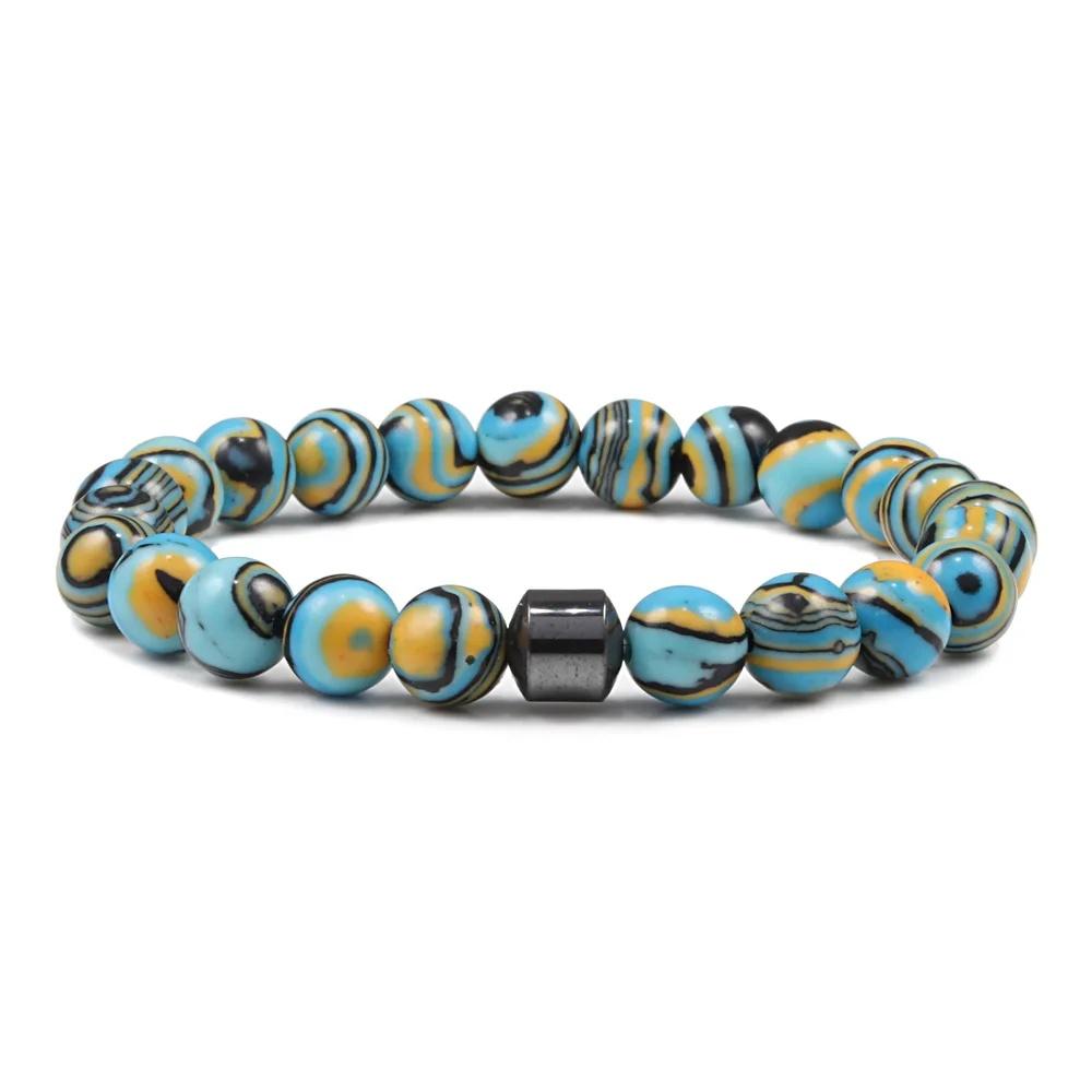 Malachite Beaded Bracelet Cylinder Natural Stone Bracelets High Quality Energy Bangle Classic Strand Jewelry Pulsera