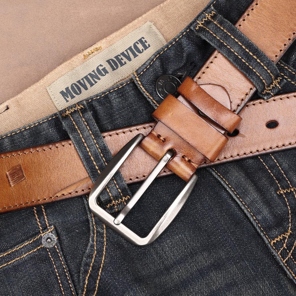 Retro Belt Men'S First Layer Cowhide Whole Leather Versatile Tree Paste Leather Pin Buckle Belt Middle-Aged And Young People Belt