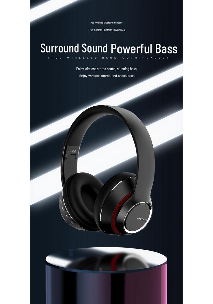 Bluetooth Headband Headset: Wireless Stereo, Noise-Canceling, Card Slot, Universal for Phones & Computers