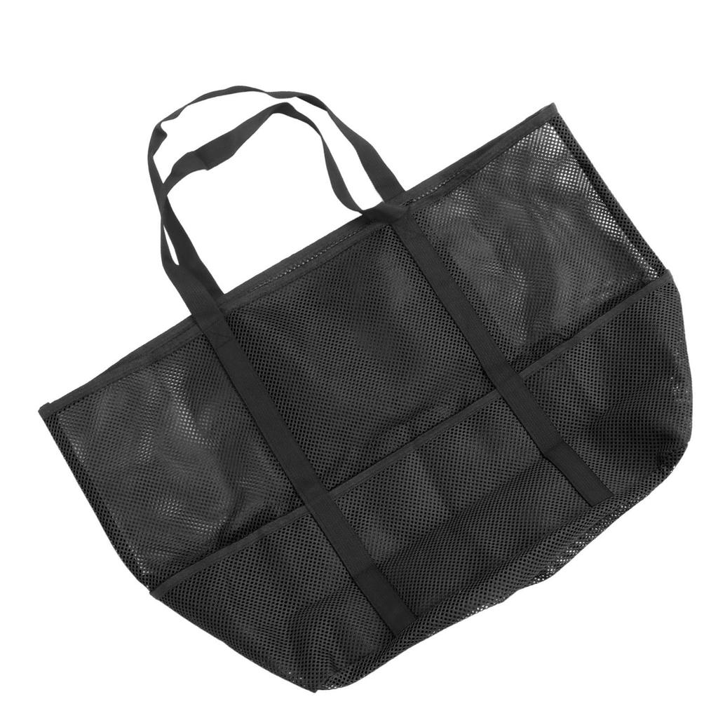 Mesh Beach Bag with 8 Pockets Waterproof Large Capacity Portable Handle Mesh Pool Bag for Vacation Swimming Black