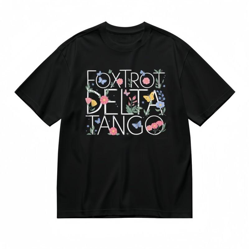 Women's Soft Classic T-Shirt Colorful Butterfly Floral Design Lettering Tee