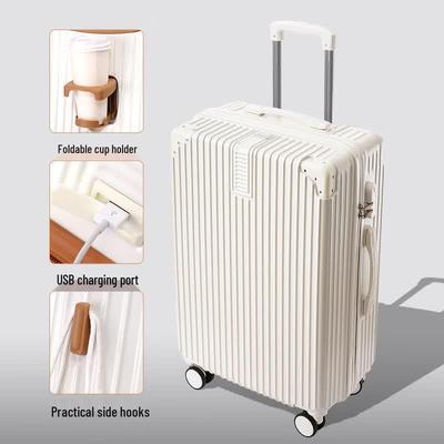 HANDUNYOU Durable Luggage with USB & Cup Holder