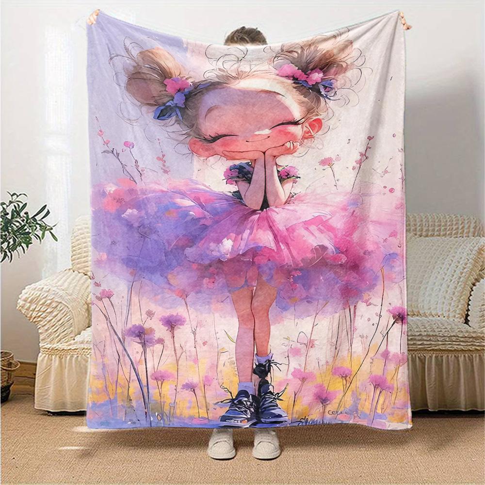Floral Ballerina Dance Gift Blanket Durable Comfort Suitable for Sofa Couch Office Bed Picnics All-Season Use Digital Print Perfect GiftY19