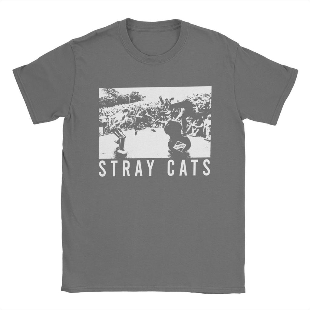 Novelty Band Stray Cats T-Shirts for Men Round Collar 100% Cotton T Shirts Short Sleeve Tee Shirt Plus Size Clothes