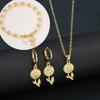 3pcs Lucky Plant Sunflower Rose Flower Necklace Jewelry Set Bracelet Earrings Charming for Women Girls Party Birthday Jewelry