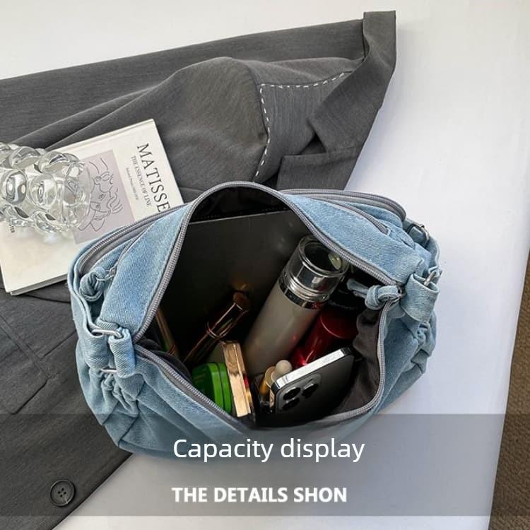 Retro denim tote bag women's casual shoulder bag
