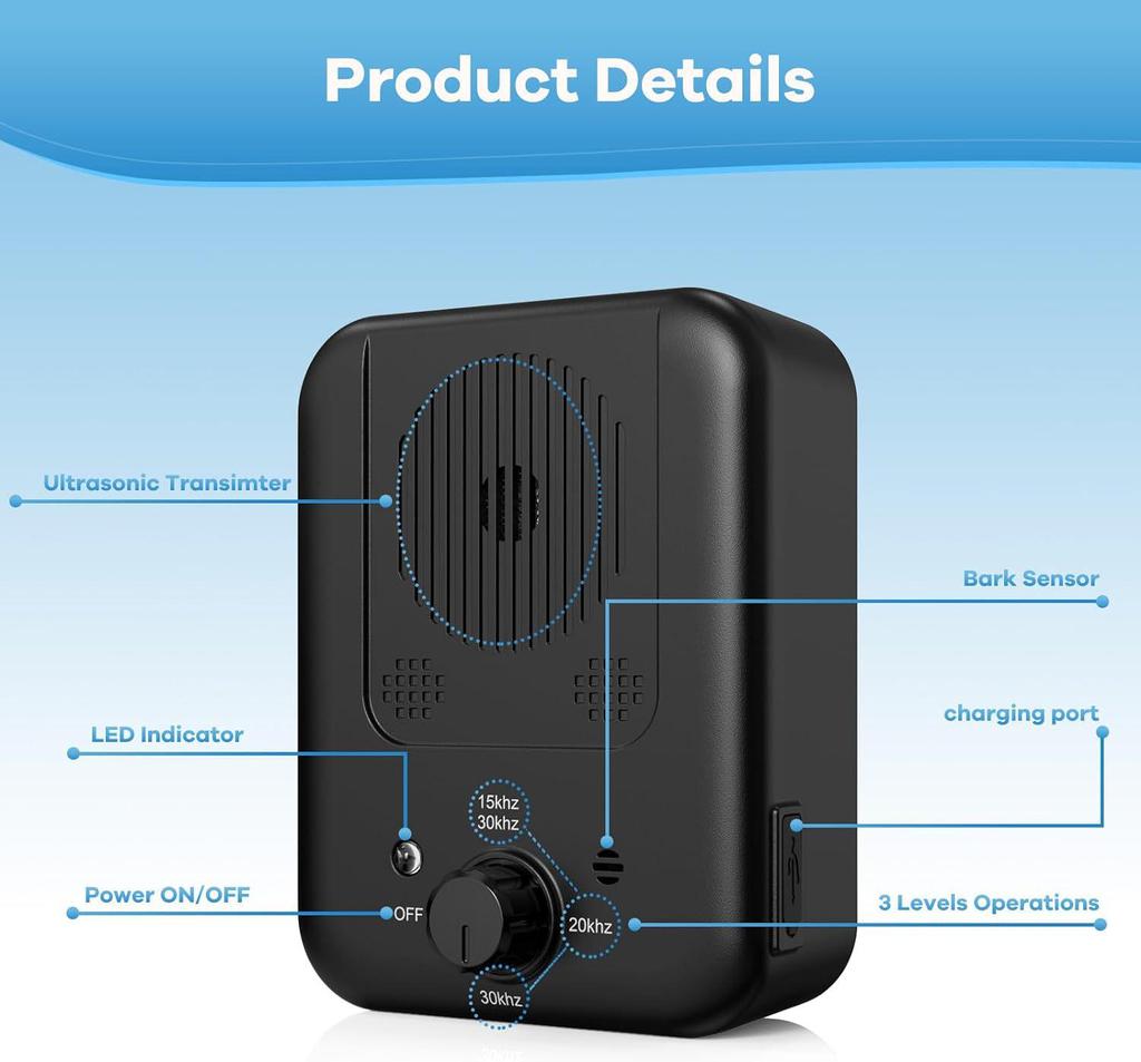 Ultrasonic Outdoor Dog Bark Stopper & Training Device