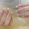 24Pcs French Almond False Nails Pink Stiletto Press On Nails With White Edge Design And Glue Simple Wearable Nail Tips