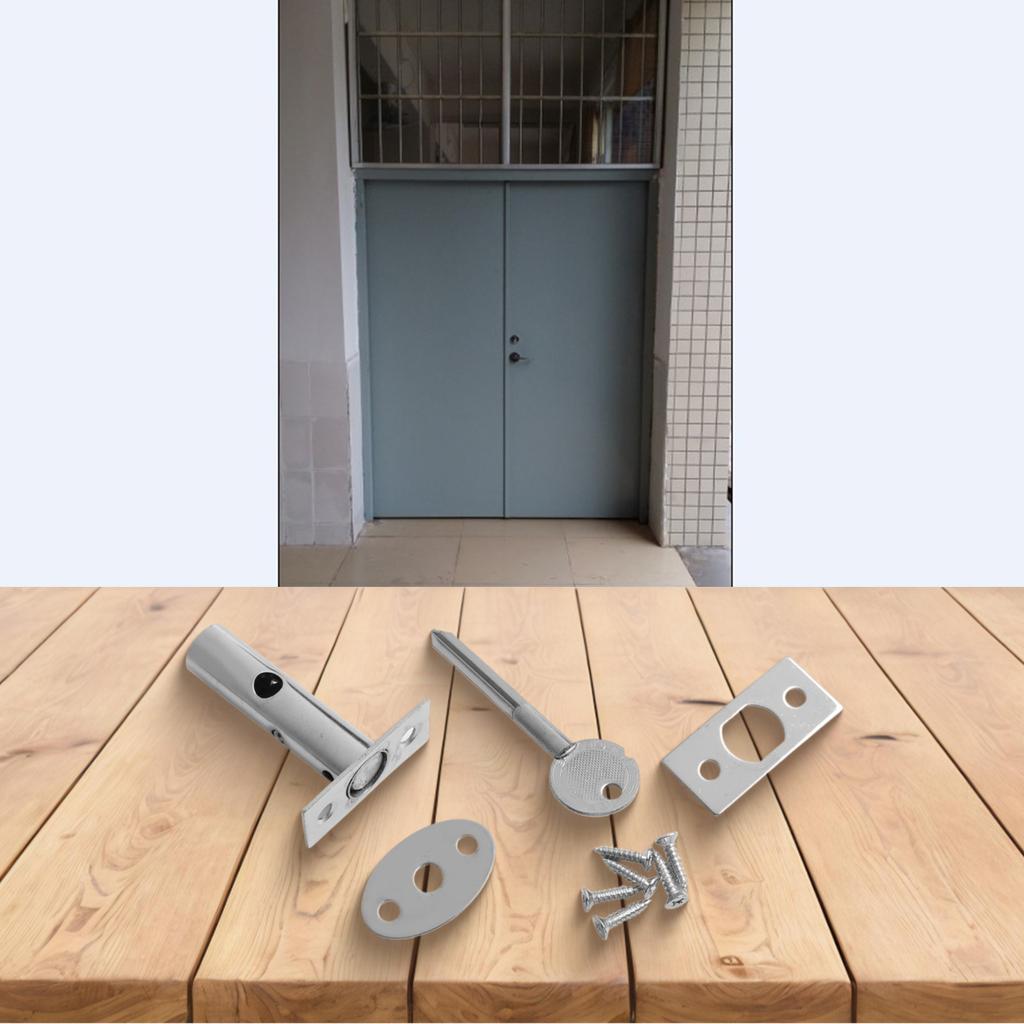 Silver Tube Well Lock With Screws Escutcheon Plates
