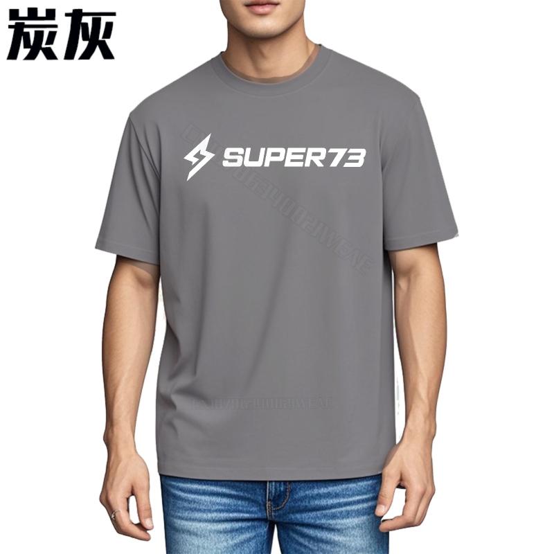 Unisexs T Shirt Breathable Vintage Tshirt Super73 Logo On Black Shirt Summer Cotton Tshirt Trendy Round Neck Tee Graphic
