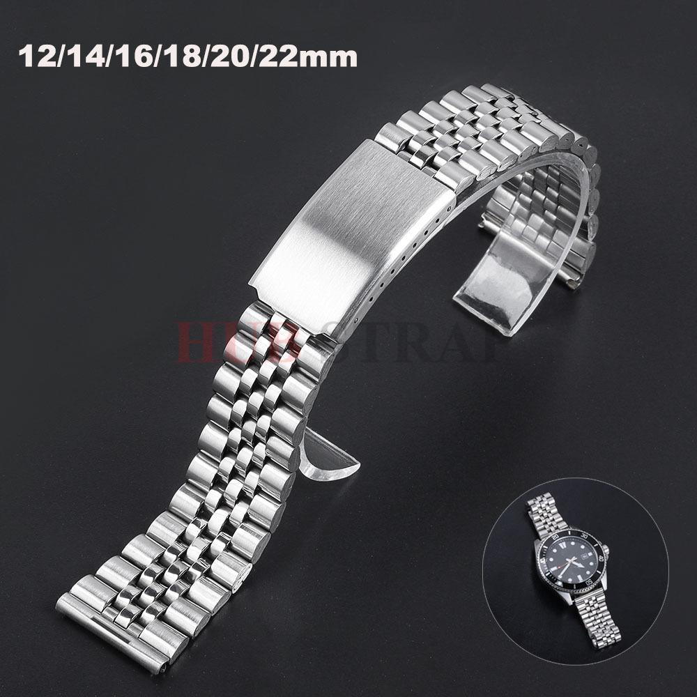 Stainless Steel Watchband 12mm 14mm 16mm 18mm 20mm 22mm for Omega for Seiko Strap Men Adjustable Folding Buckle Watch Accessory