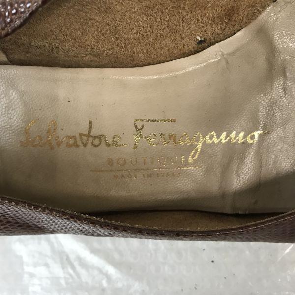 Salvatore Ferragamo Riemchenpumps 6.5C 23.0-23.5 Braunes Leder(GEBRAUCHT)