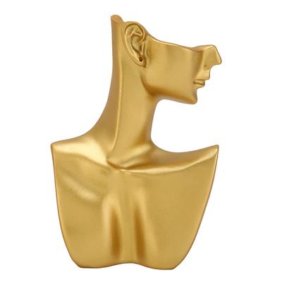 Busto Espositore Gioielli Dorato Resina Elegante Espositore Manichino per Collana Orecchini per Gioielli