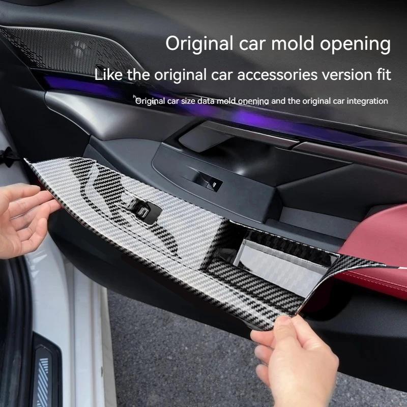ABS Carbon Fiber ABS Carbon Fiber Look Windows Rise Switch Panel Glass Lift Control Cover TrimFor BMW 5 Series i5 G60 2025-2025