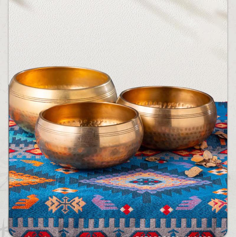 Tibetan Handmade Brass Singing Bowl Yoga Meditation Bowl For Sound Healing Stress Relief Buddha Mindfulness Bowl Instrument