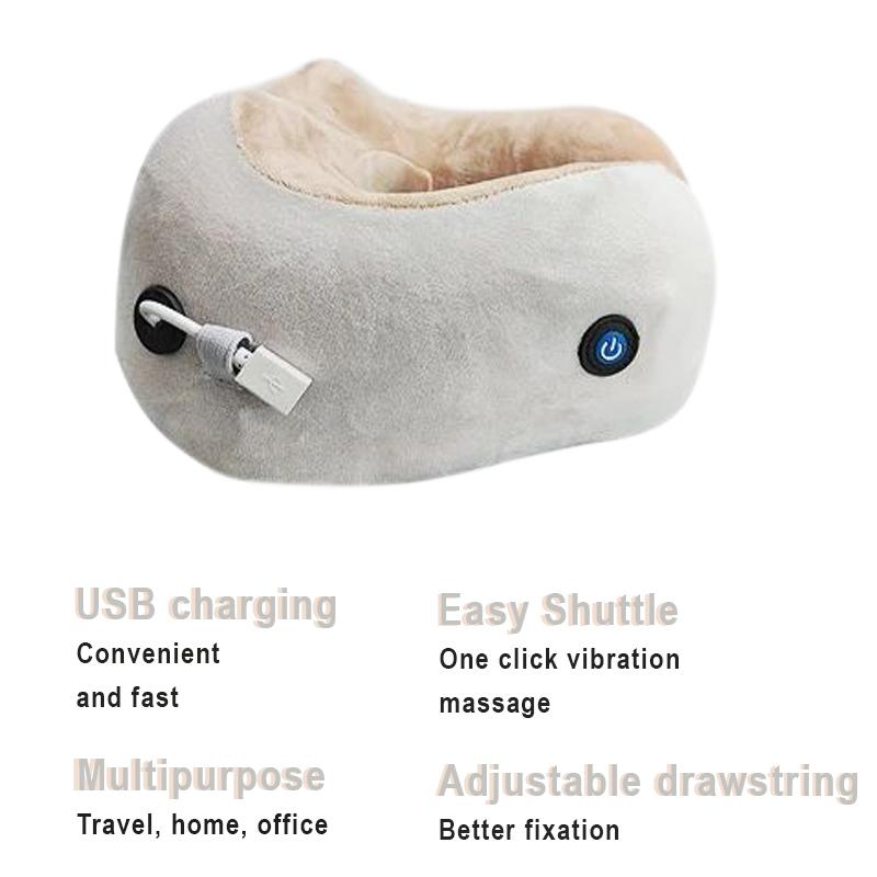 Portable U-shaped Neck Massager Electric Neck and Shoulder Vibration Massage Single Button Operation Suitable for Travel Work