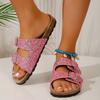 Large Size Cool Slippers Women's New Sequined One-word Buckle Women's Slippers
