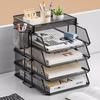 Multi-Tier Desktop Organizer: 3-5 Layer Iron File Holder and Bookshelf