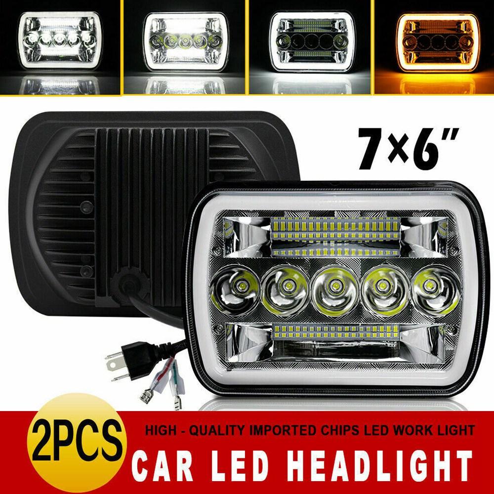 1 Pair 240W 5X7inch 7X6inch LED Headlight Hi-Lo Beam Halo DRL for Jeep Cherokee Wrangler XJ YJ